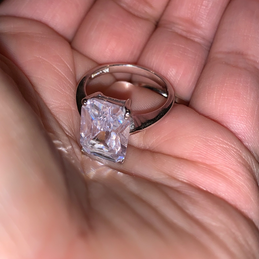 Sterling Silver Cz Emerald Cut Ring